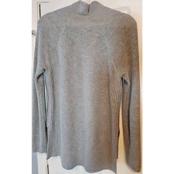 Vince Gray Wool Cashmere Blend Side-Zip Ribbed Turtleneck Sweater Small - Picture 8 of 8